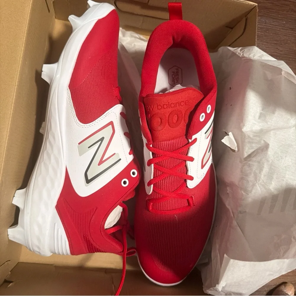 New Balance Fresh Foam PL3000R v6 Molded Baseball Cleats Red/White Sz 16 - Picture 6 of 7
